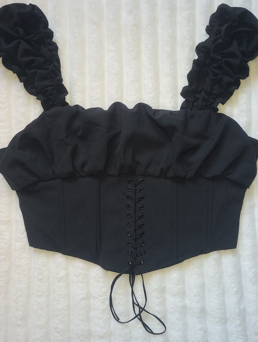 Kendall and Kylie Black Corset Crop Top Ruffle